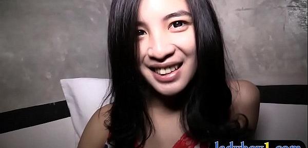  Cute teen ladyboy from Thailand anal doggystyle fuck